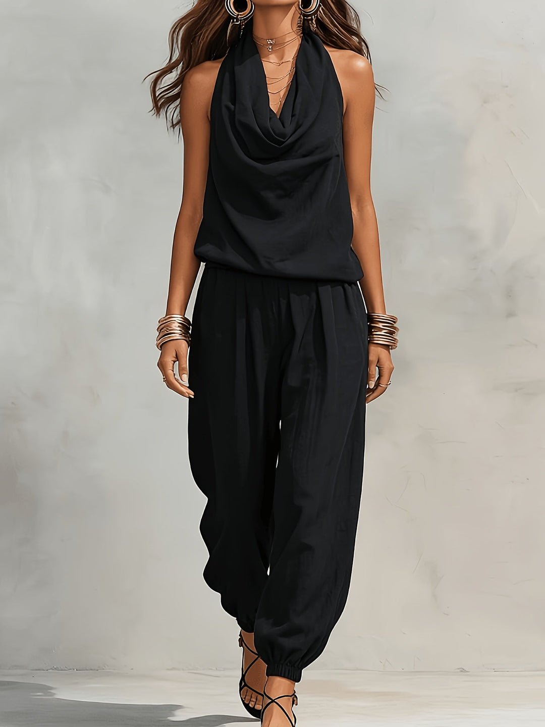 Linda linen set styled for daytime with flat shoes