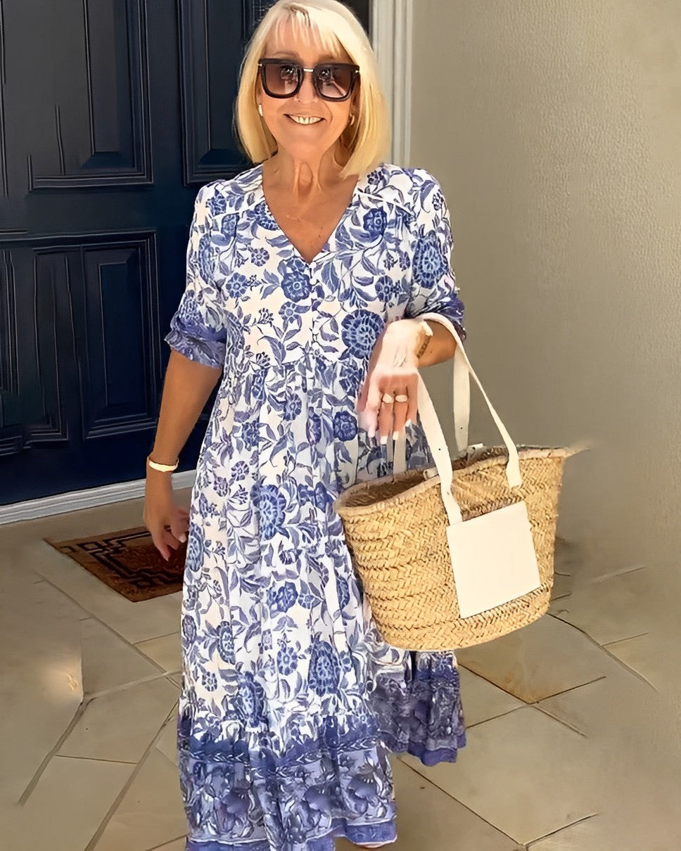 Louanne Graceful V-Neck Floral Dress