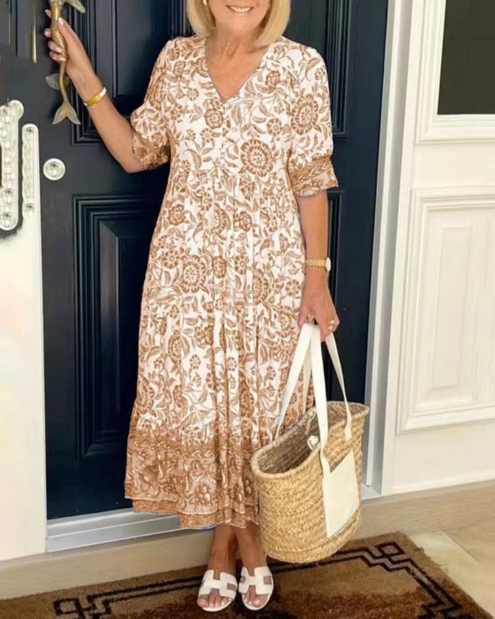 Louanne Graceful V-Neck Floral Dress