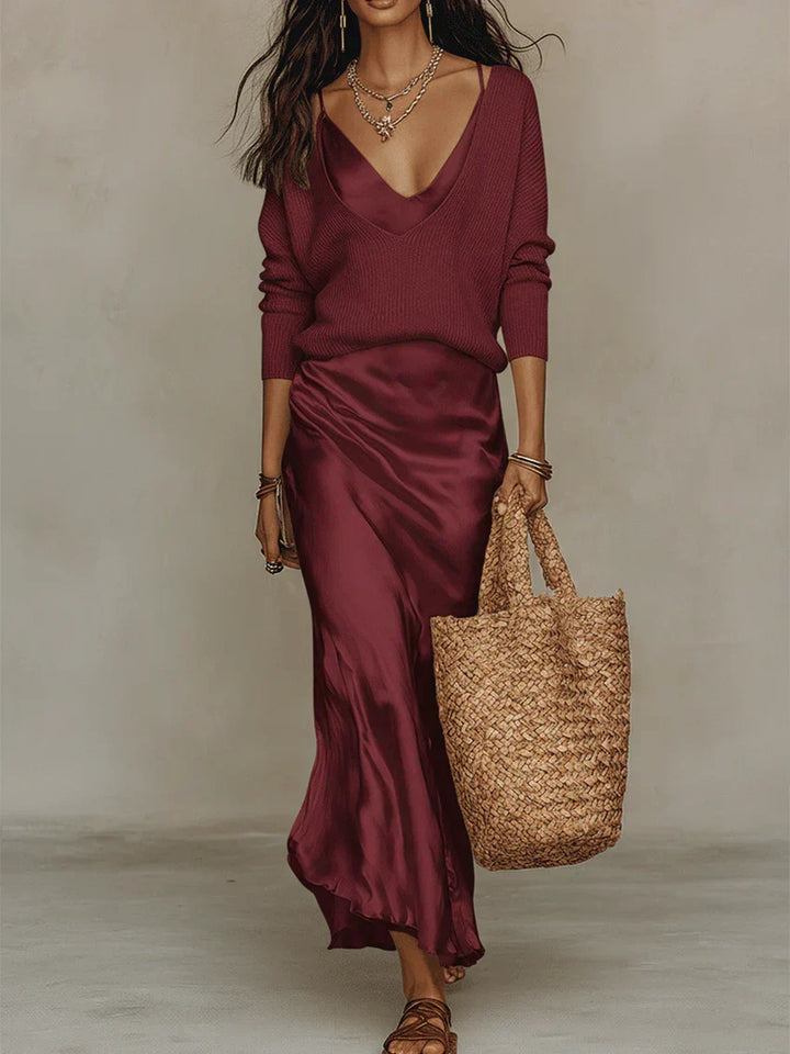 Carol cotton knit layered over shoulders
