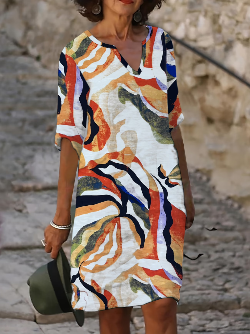Susan dress styled for a terrace or boulevard outing