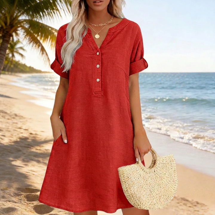 Brenda - Casual V-Neck Tunic With Pockets