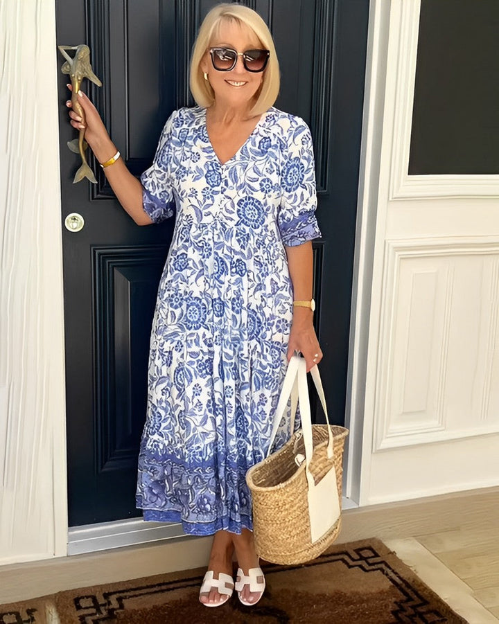 Louanne Graceful V-Neck Floral Dress