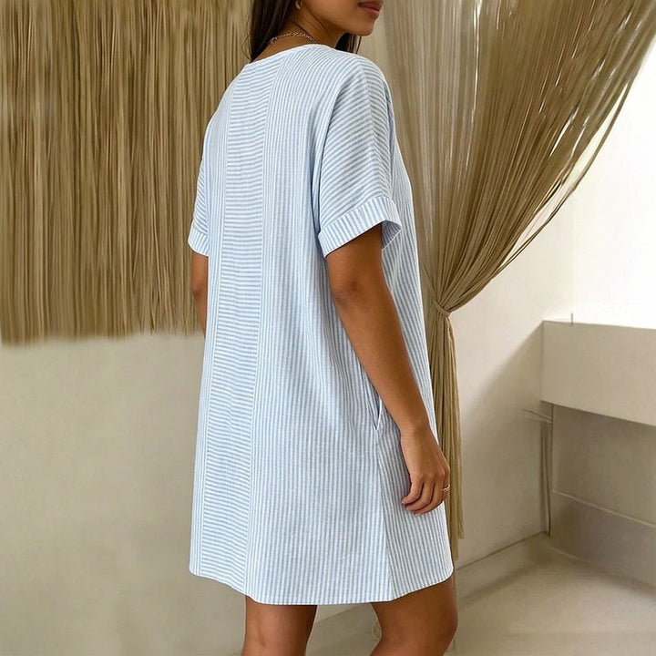 Nessa Striped Button-Front Dress