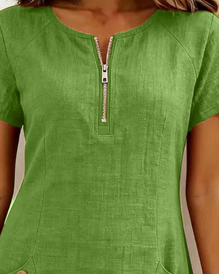 Close-up of the Judith dress cotton-linen fabric texture