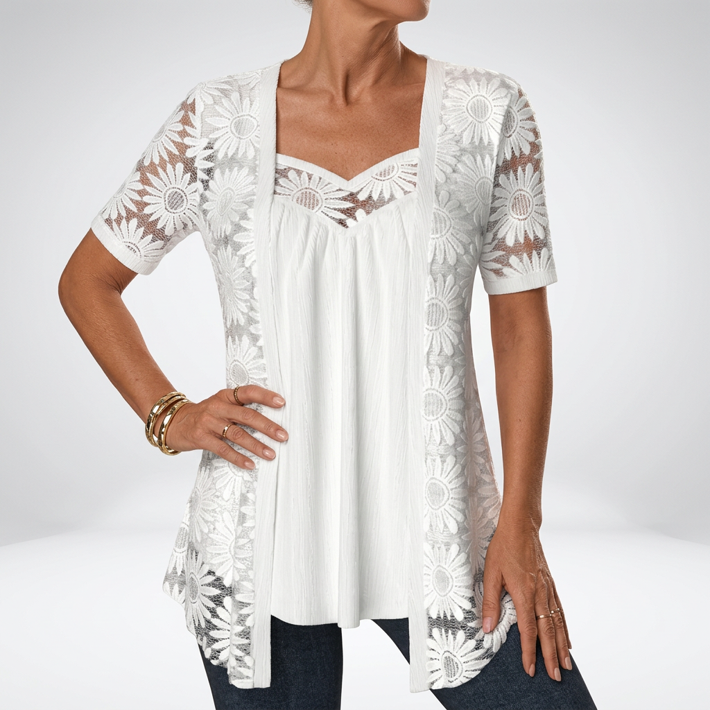 Abbey Elegant White Lace Blouse