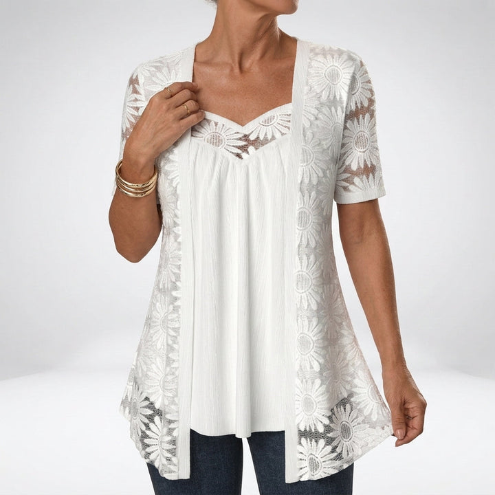 Abbey Elegant White Lace Blouse