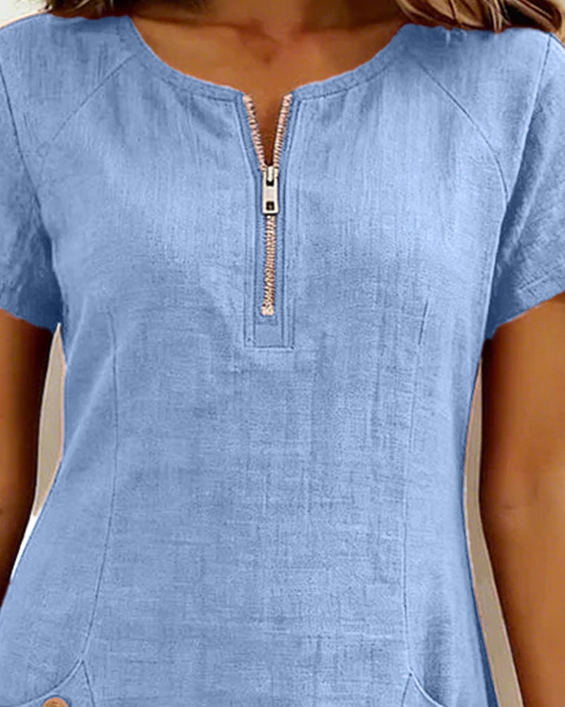 Side view showing the Judith dress pocket detail