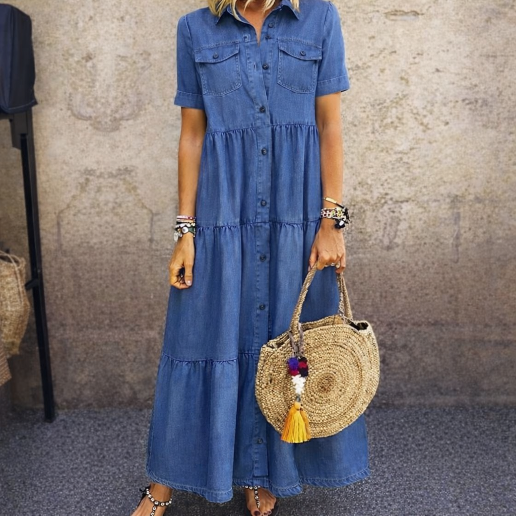 Estelle Button-Front Midi Dress - detail view