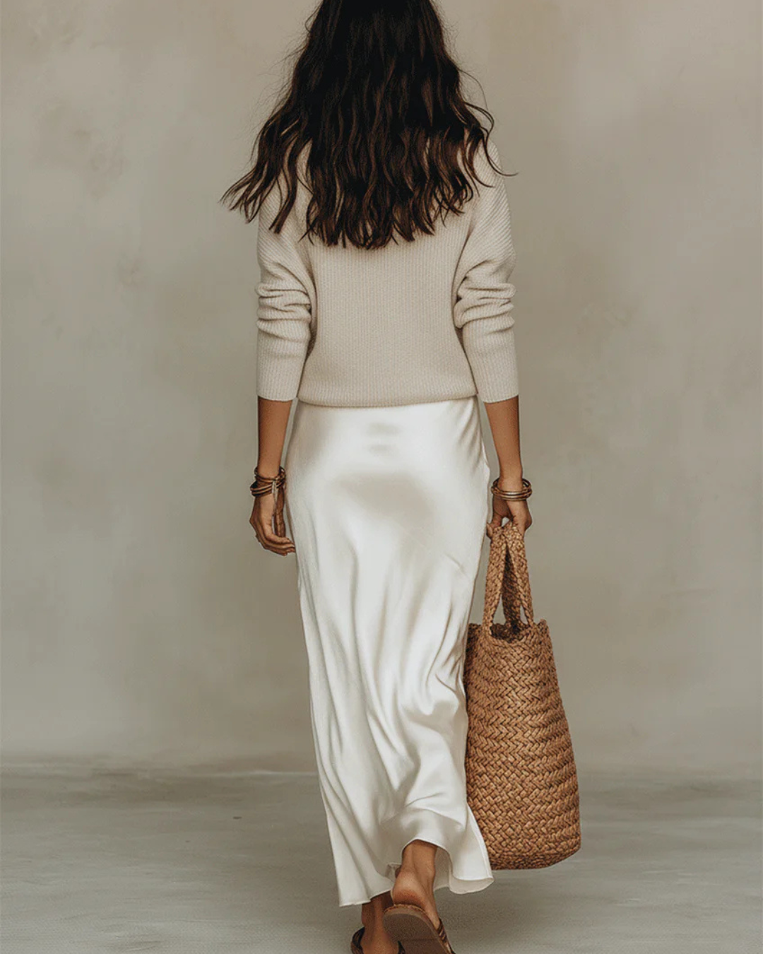 Carol cotton knit layered over shoulders
