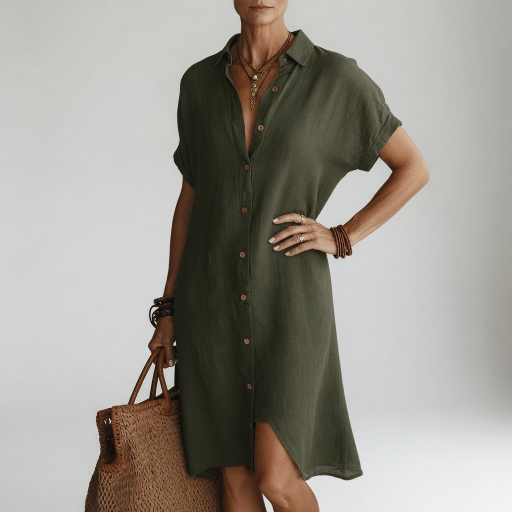 Bethany Casual Linen Maxi Dress