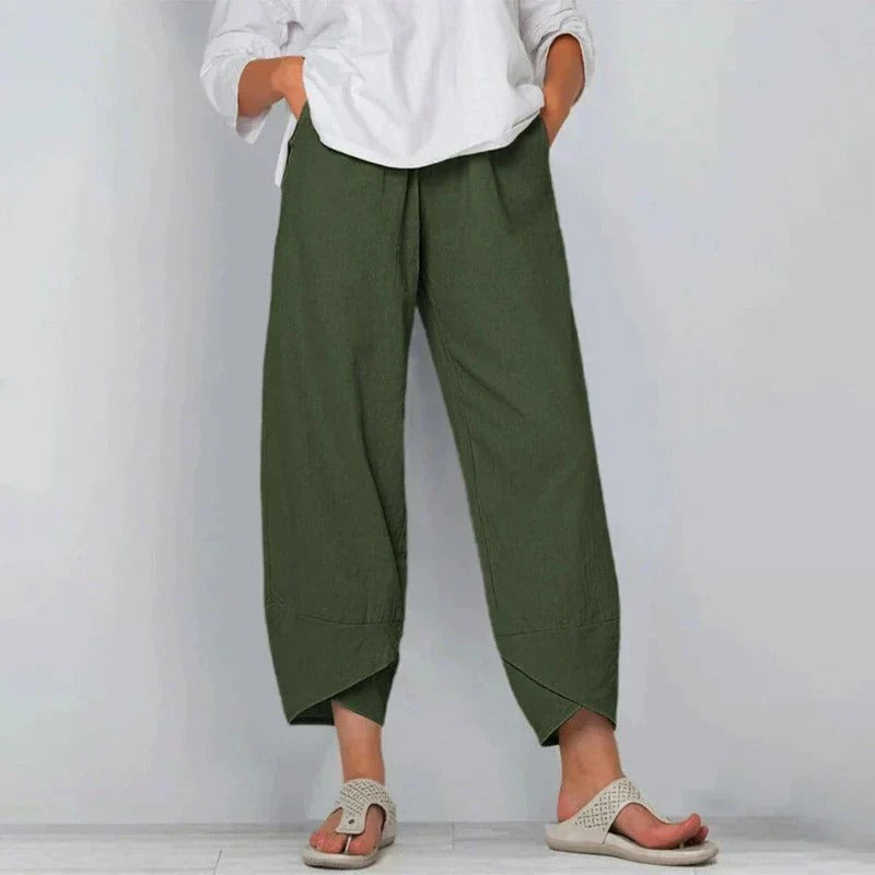 Front view of the Frances slim-fit summer pants