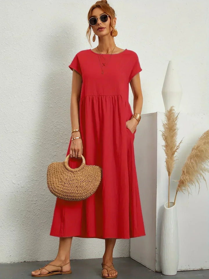 Xenia Classic Pleated Midi Dress