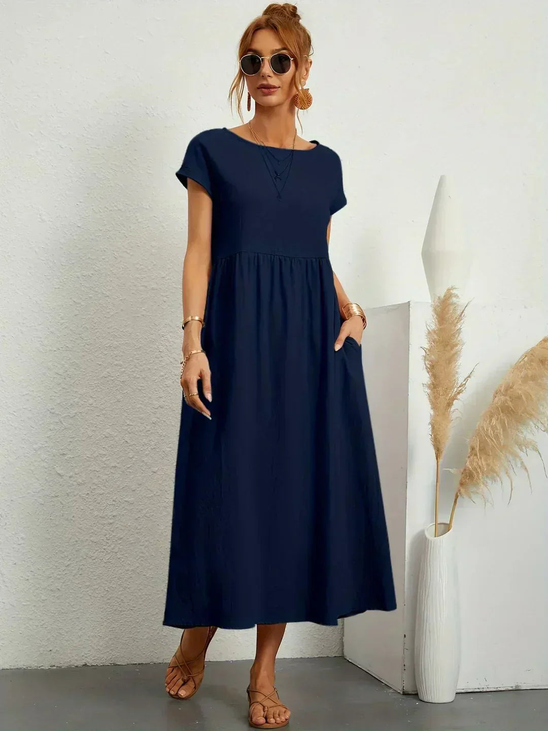 Xenia Classic Pleated Midi Dress