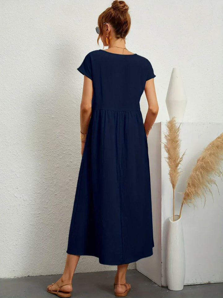 Xenia Classic Pleated Midi Dress