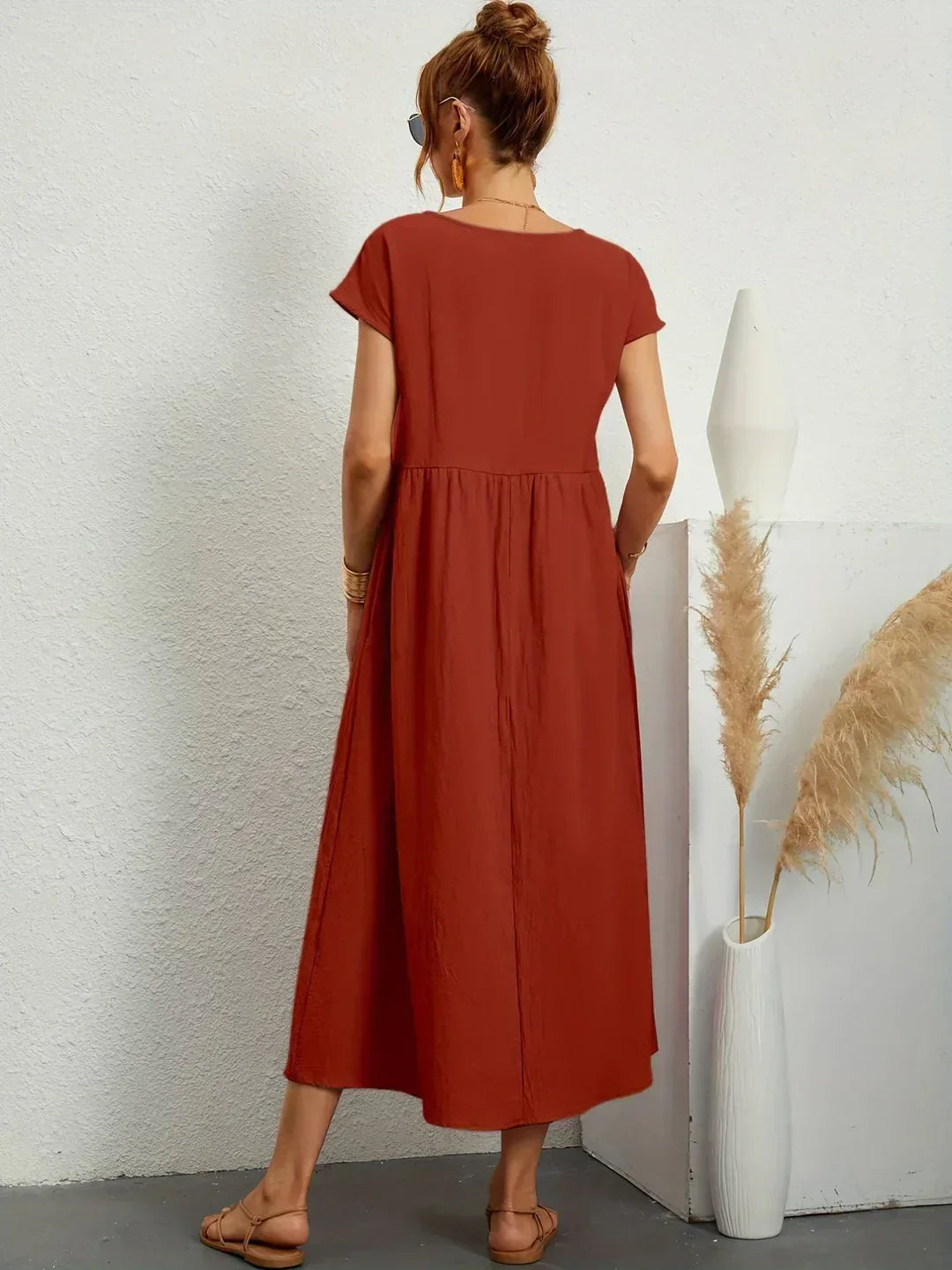 Xenia Classic Pleated Midi Dress