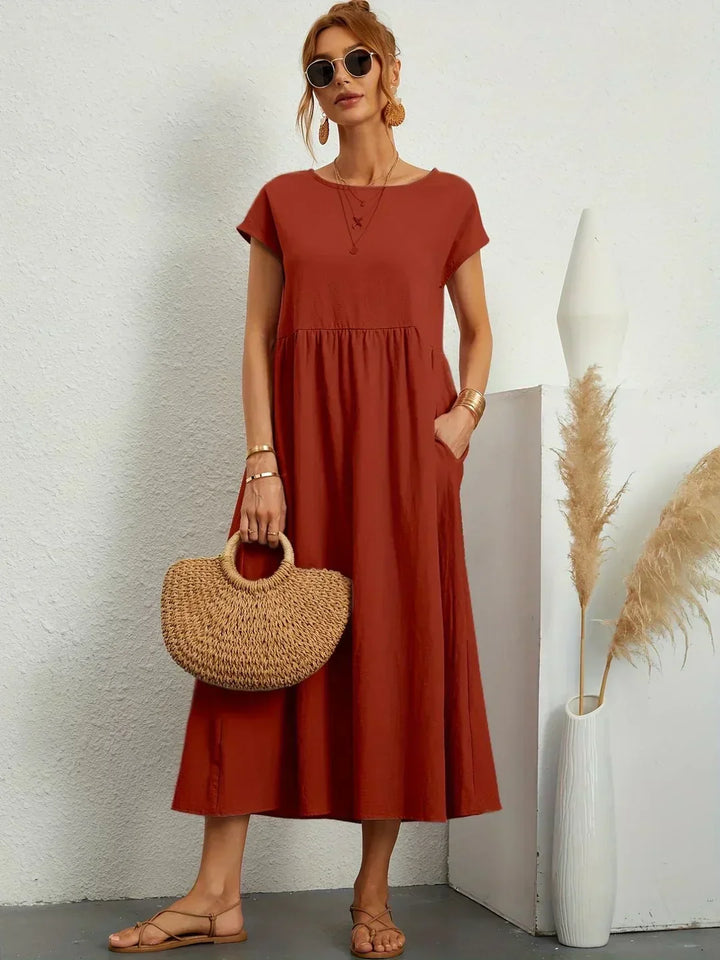 Xenia Classic Pleated Midi Dress