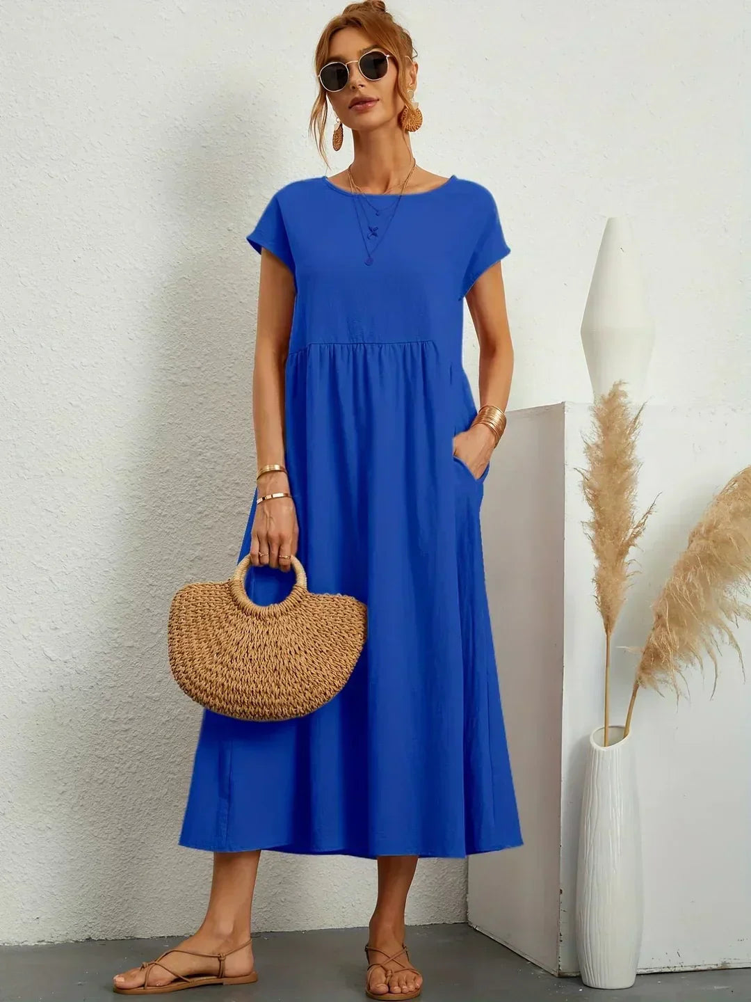 Xenia Classic Pleated Midi Dress