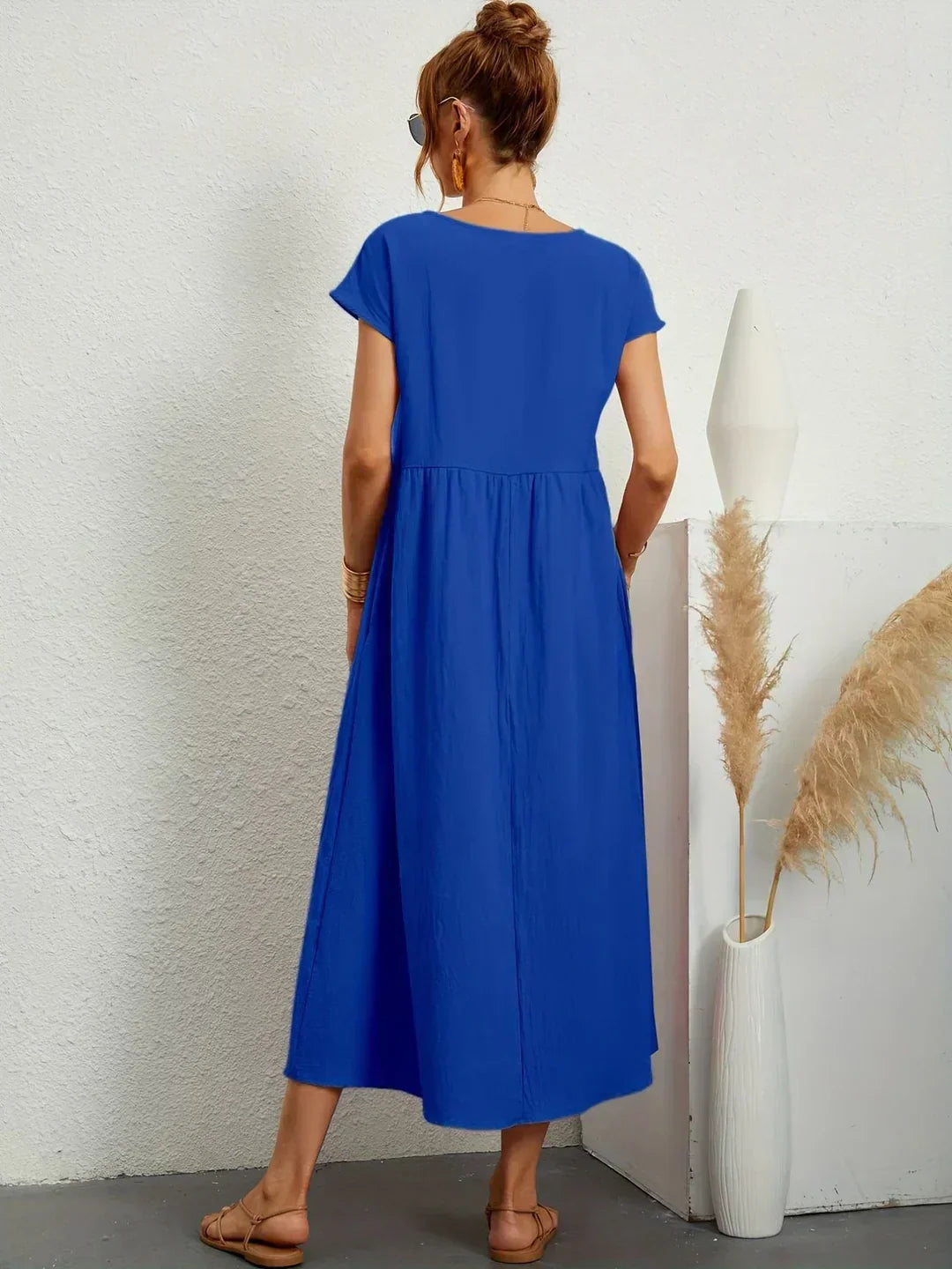 Xenia Classic Pleated Midi Dress