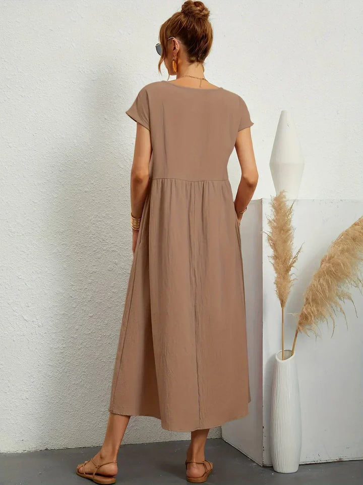 Xenia Classic Pleated Midi Dress