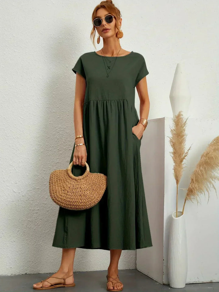 Xenia Classic Pleated Midi Dress