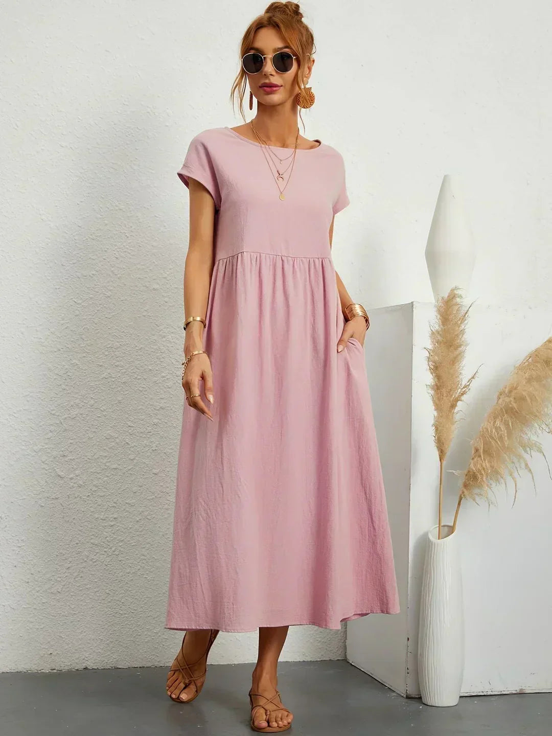 Xenia Classic Pleated Midi Dress