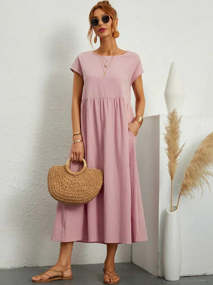 Xenia Classic Pleated Midi Dress