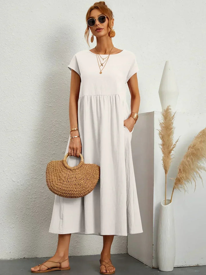 Xenia Classic Pleated Midi Dress