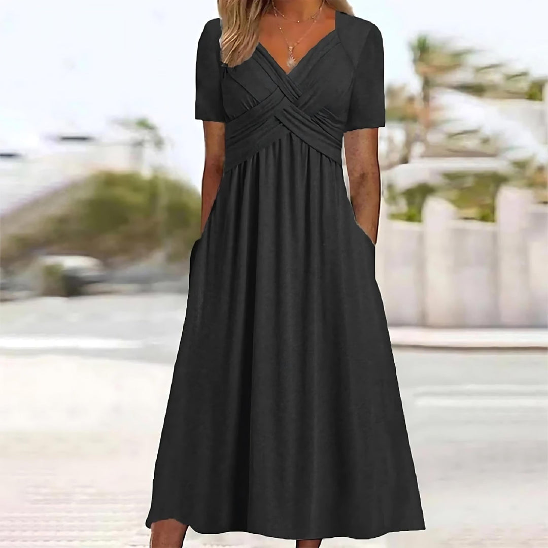 Valery Elegant A-Line Midi Dress