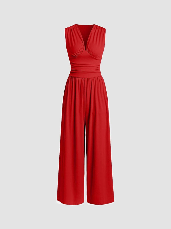 Ruby Chic Sleeveless Wide-Leg Jumpsuit