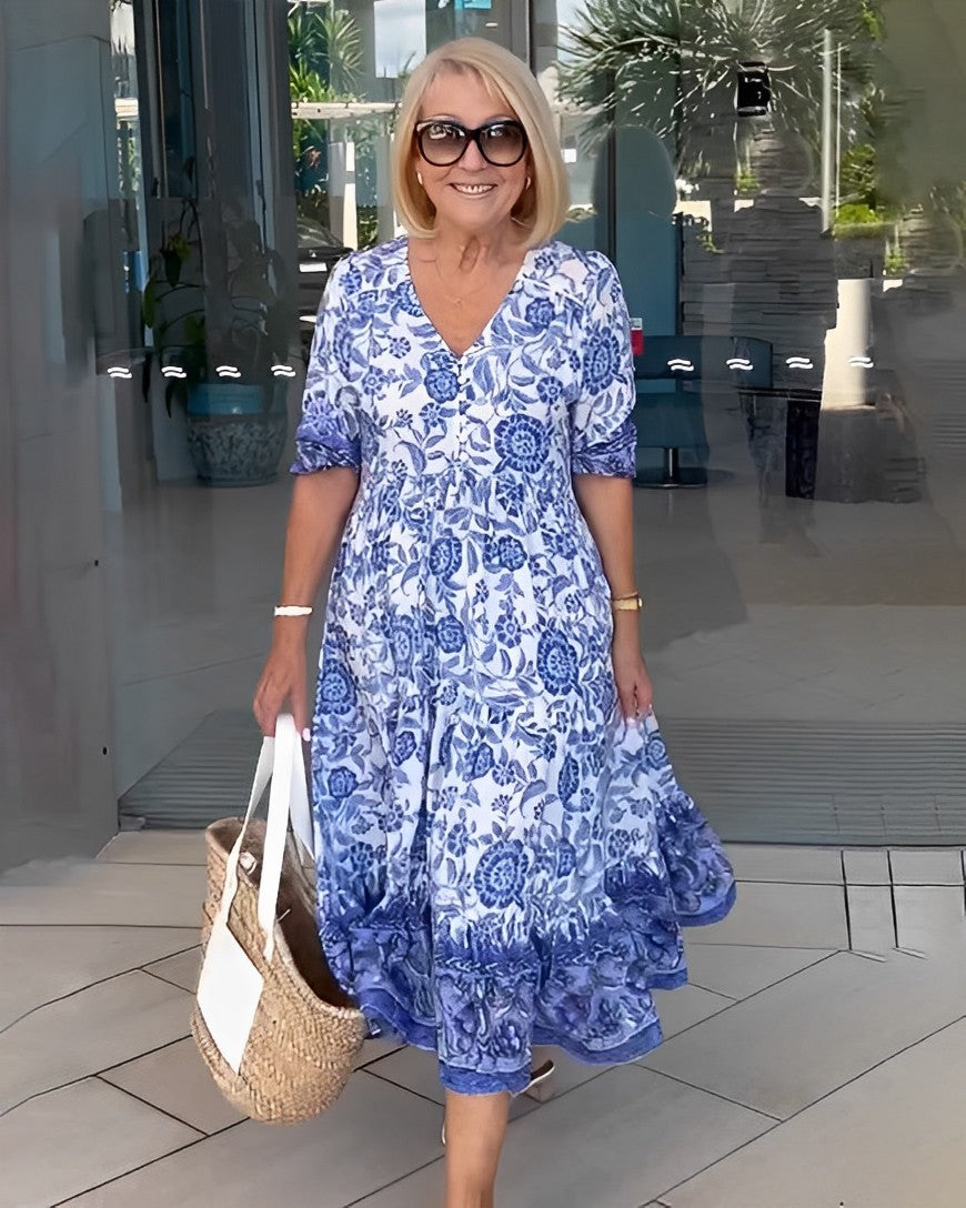 Louanne Graceful V-Neck Floral Dress