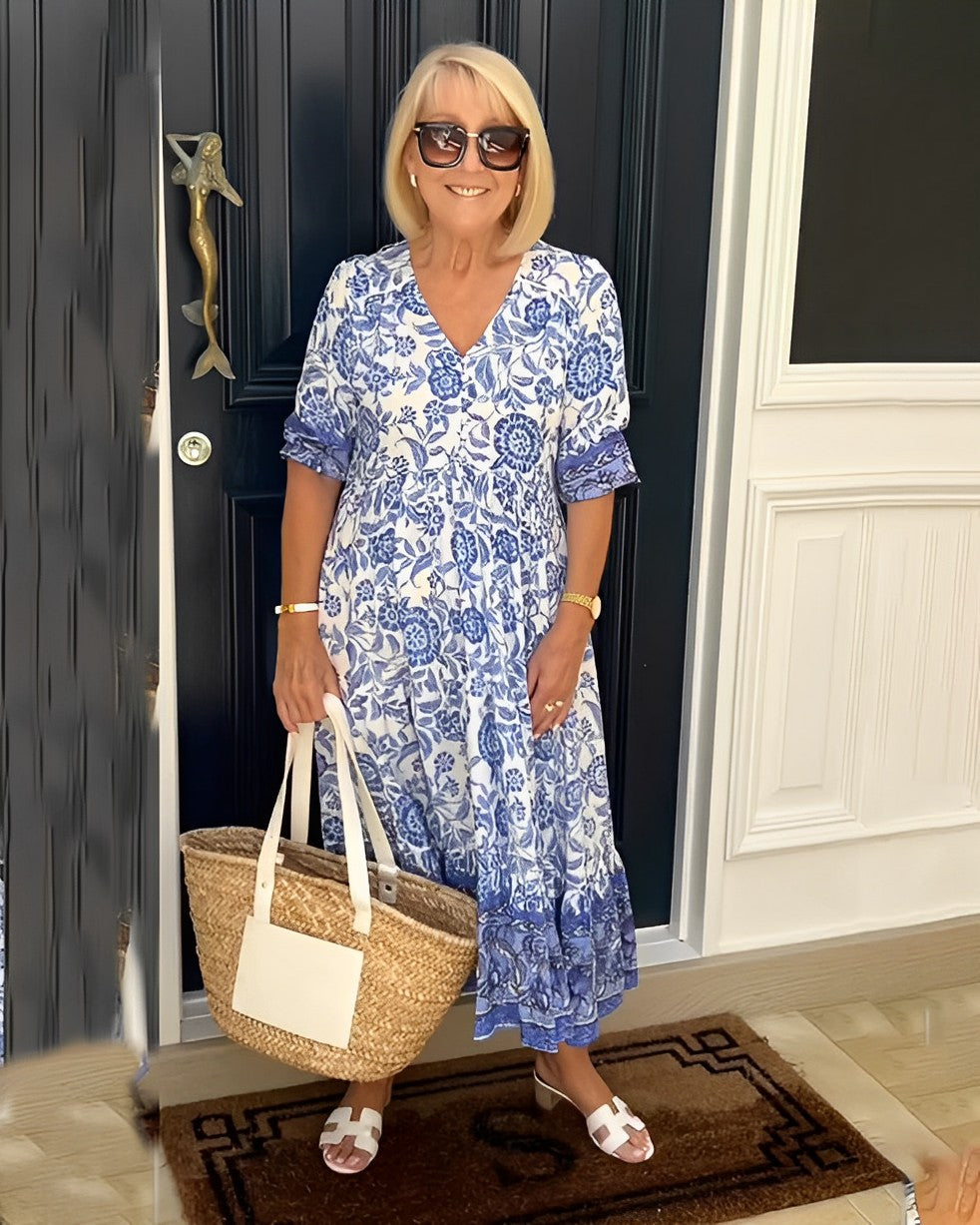Louanne Graceful V-Neck Floral Dress