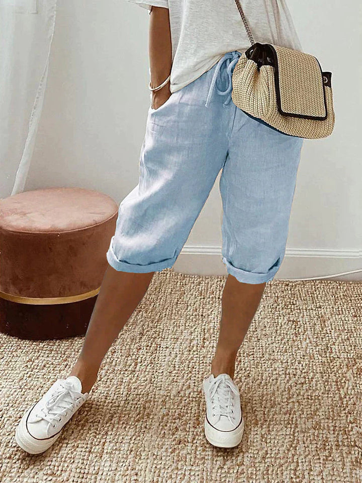 Ashley Cotton Linen Capri Pants