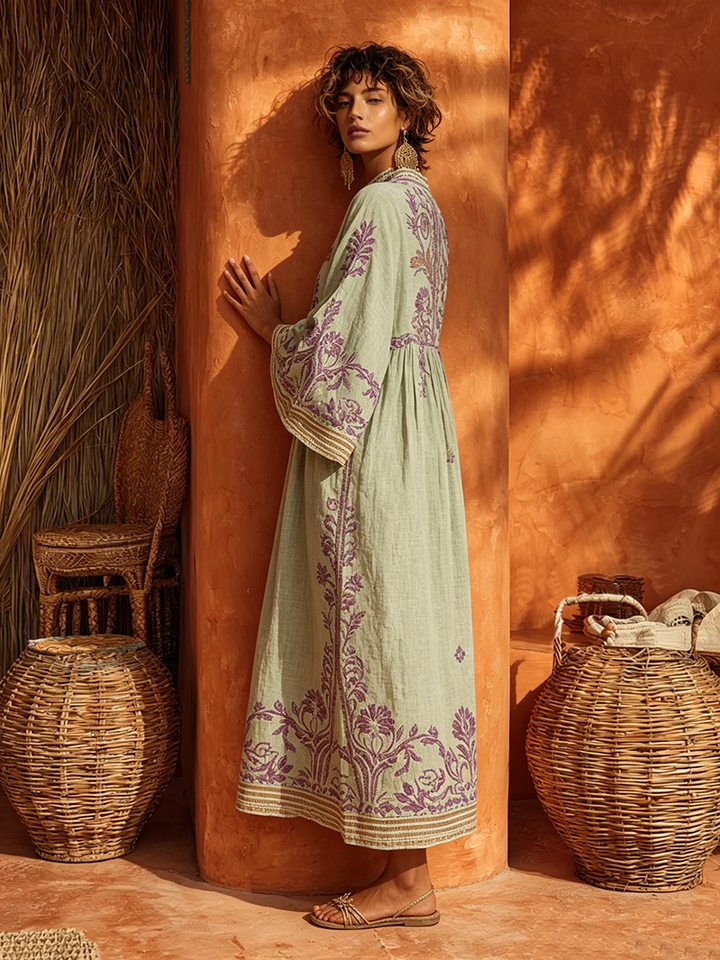 Kayla Bohemian Embroidered Maxi Dress
