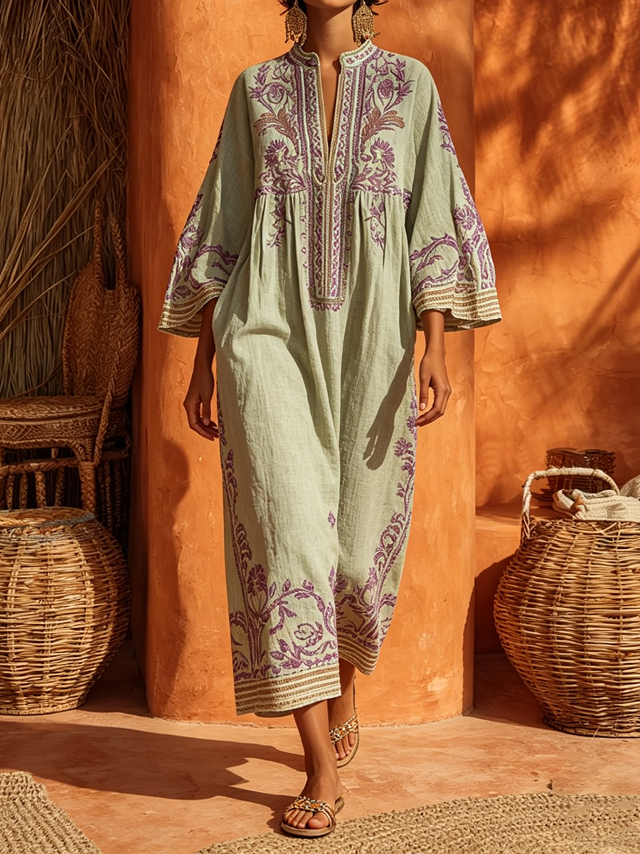 Kayla Bohemian Embroidered Maxi Dress