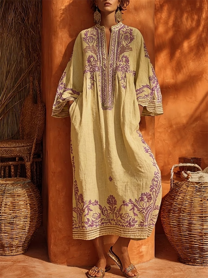 Kayla Bohemian Embroidered Maxi Dress