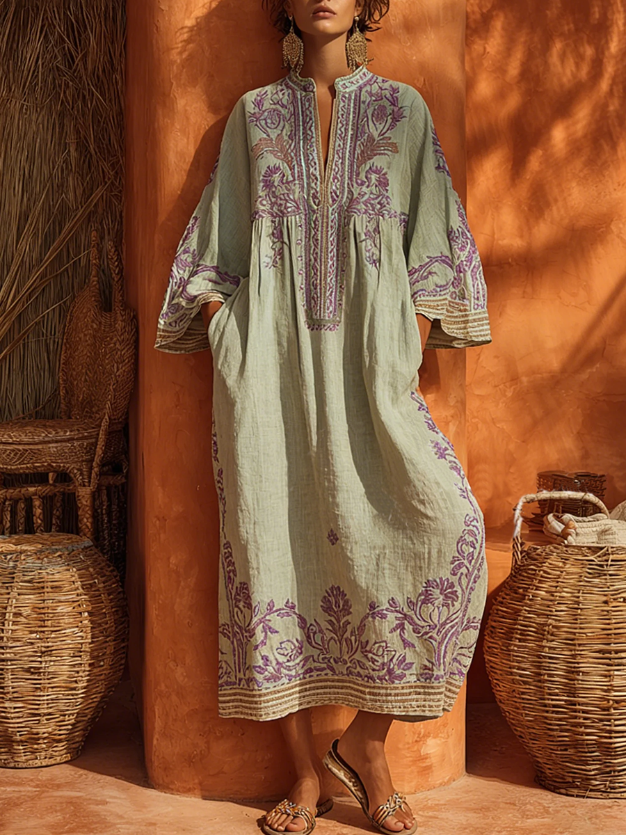 Kayla Bohemian Embroidered Maxi Dress