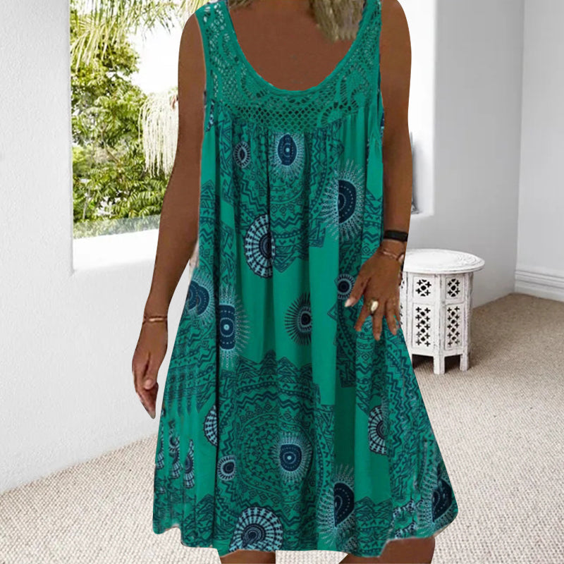 Velma artistic print flowy dress, alternate detail view