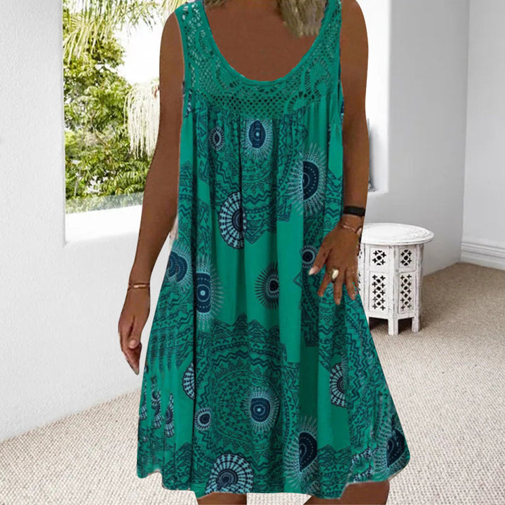 Velma artistic print flowy dress, alternate detail view