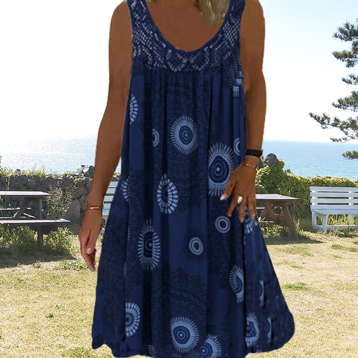 Velma artistic print flowy dress, alternate styled view